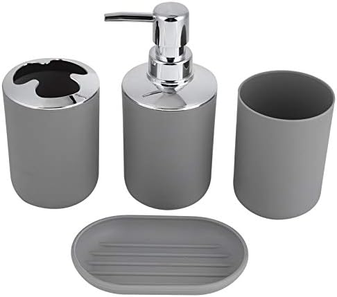 4 Piece Bathroom Accessory Set in Grey 1
