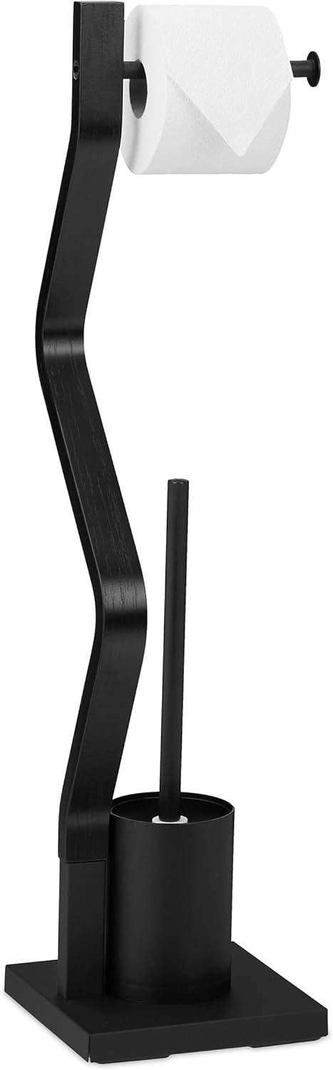 Relaxdays WC Set with Brush and Holder - Black