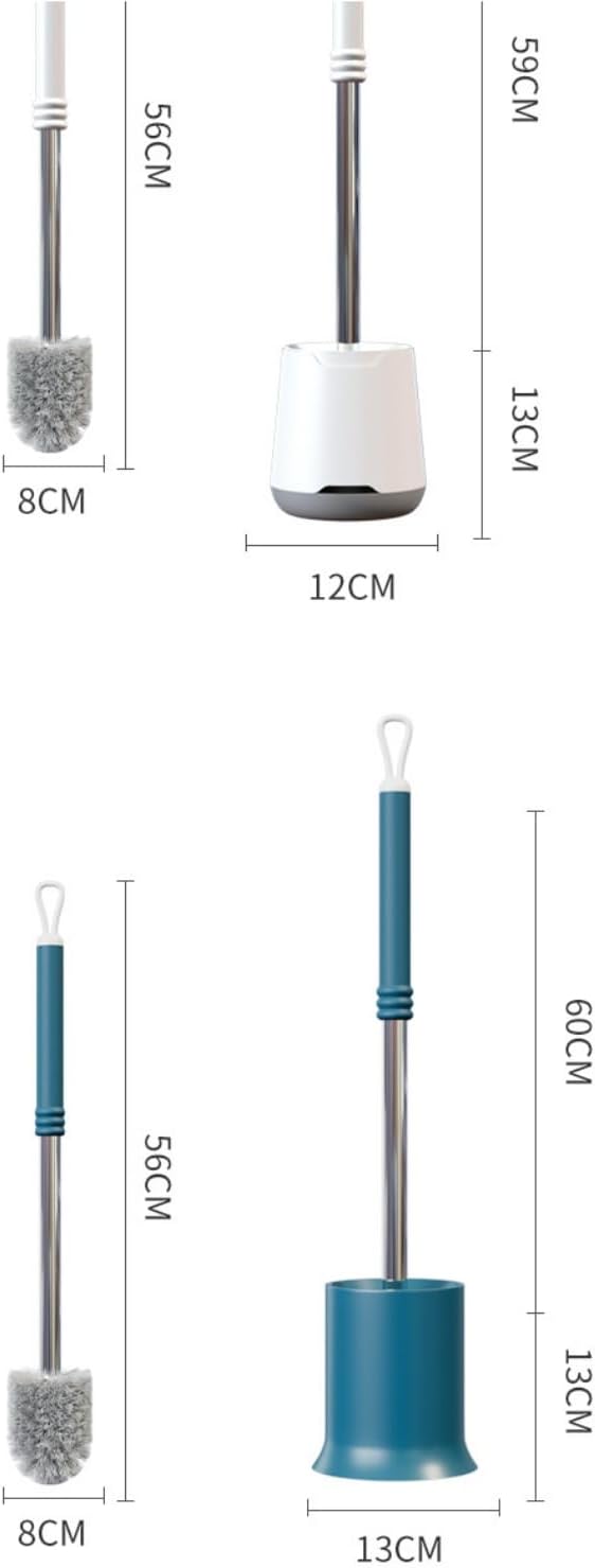 NewKingStar 2 Pack Toilet Brush and Holder Set White and Blue
