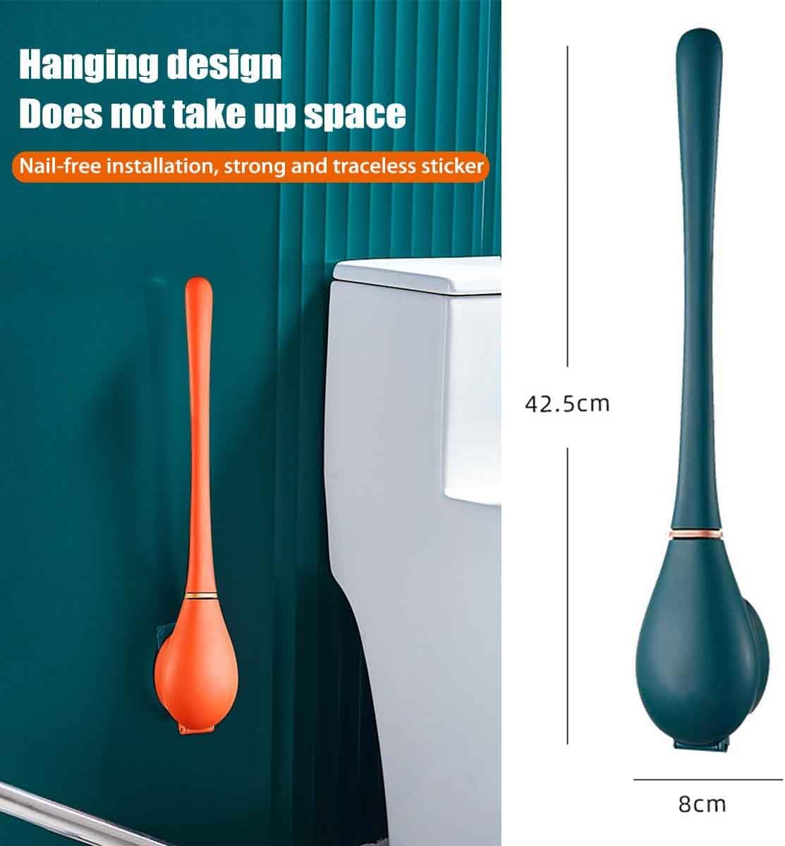 Flexible Silicone Toilet Brush with Wall Mounted Holder