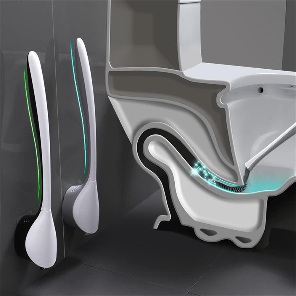 Toilet Brush with Wall Mount and Soft Silicone Bristles