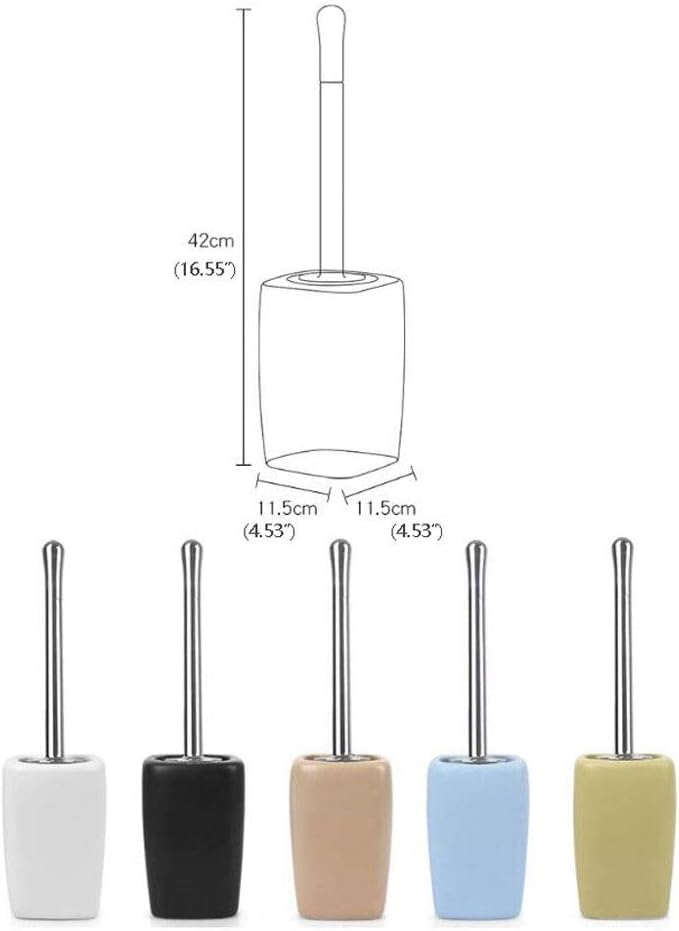 Kanazz Ceramic Toilet Brush Set with Long Handle and Replaceable Head