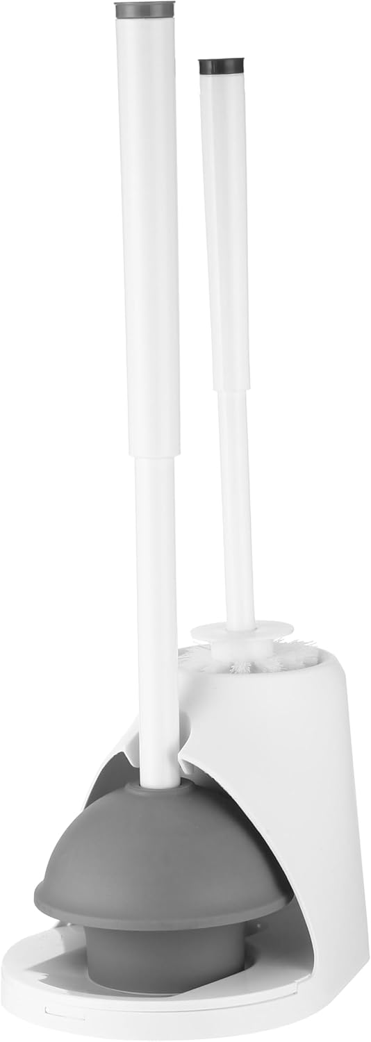 ToiletBuddies Toilet Brush Plunger Set - 2 in 1 Bristle Brush and Holder