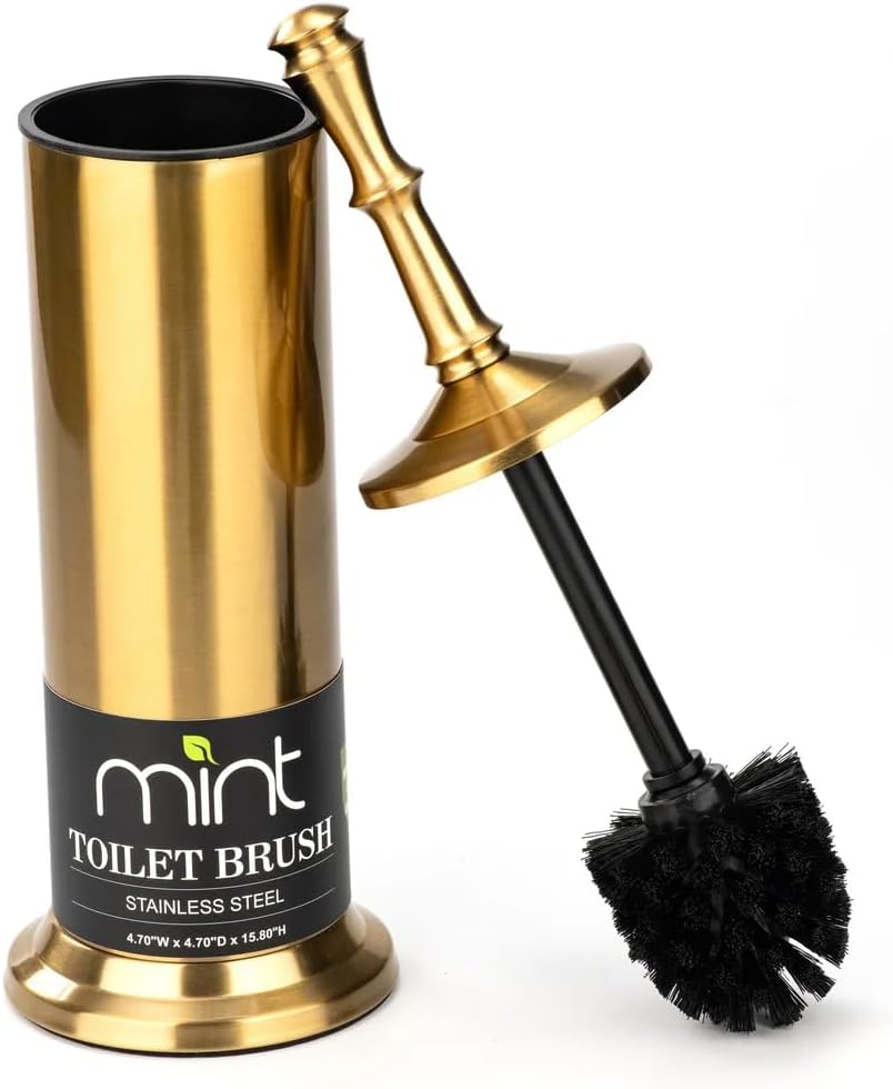 JV Textiles Aged Brass Toilet Brush Set 1
