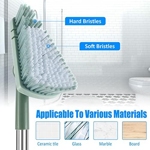 SAEHAEYEE Triangle Shower Floor Brush with Flexible Head and Long Handle