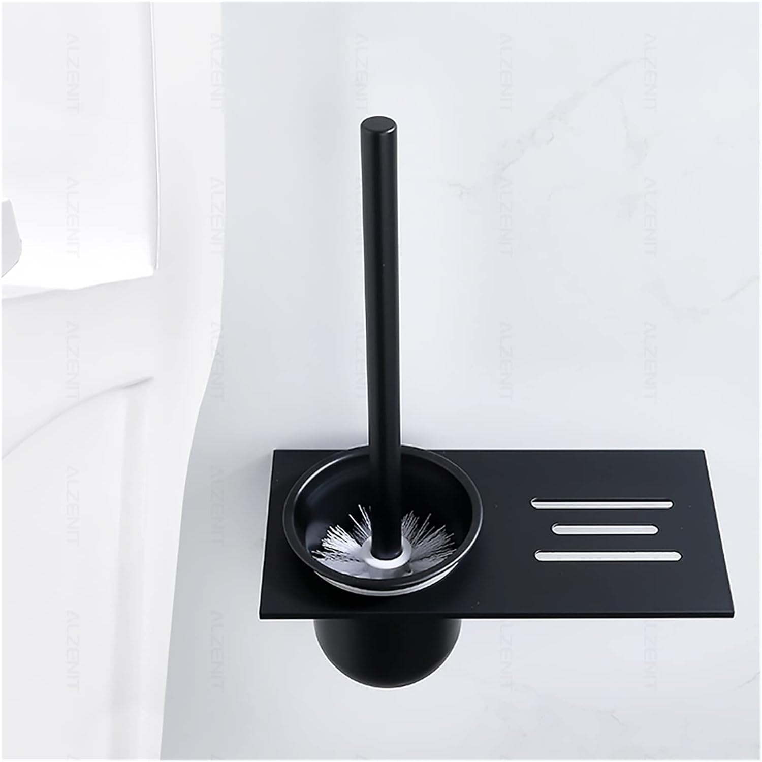 INPETS Toilet Brush Holder Matte Black Aluminum