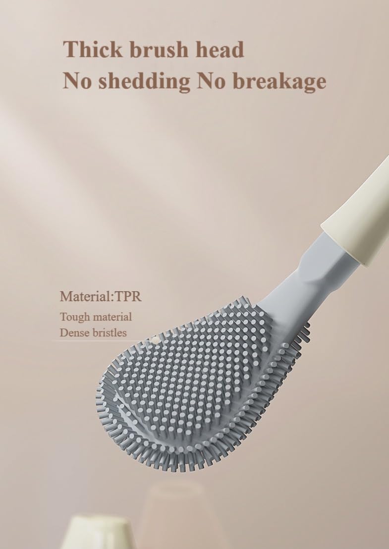 Toilet Brush and Holder Set - Wall Mounted No Drill Required 1