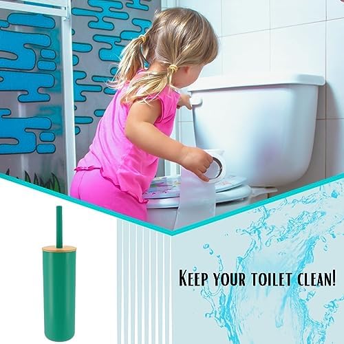 Green Toilet Brush with Bamboo Holder - Eco-Friendly Bathroom Accessory