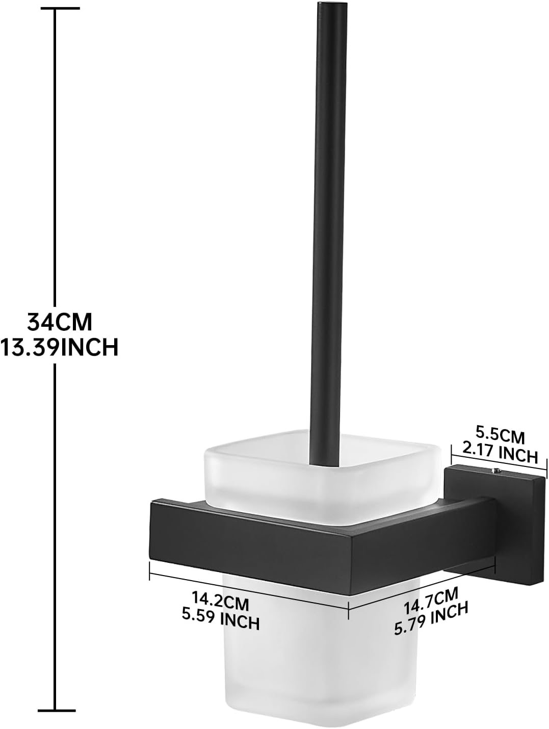 TINYROW Glass Wall Mounted Toilet Brush and Holder