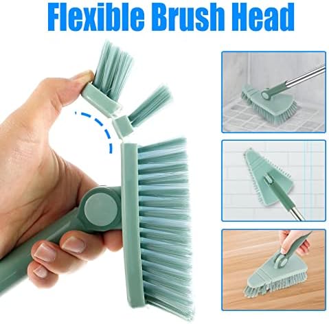 SAEHAEYEE Triangle Shower Floor Brush with Flexible Head and Long Handle