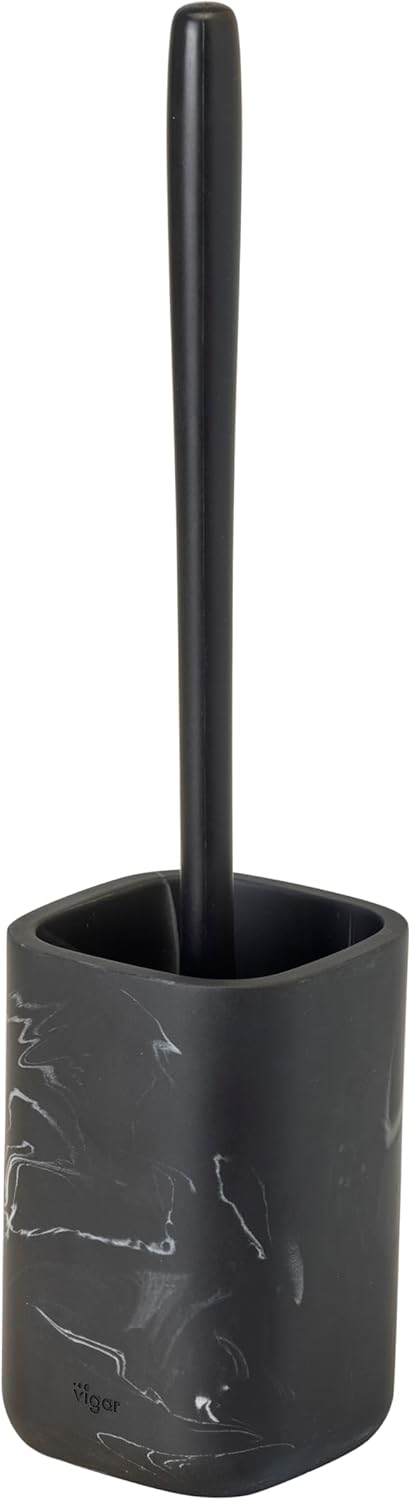 Vigar Zense Toilet Brush and Holder Set Black Marble