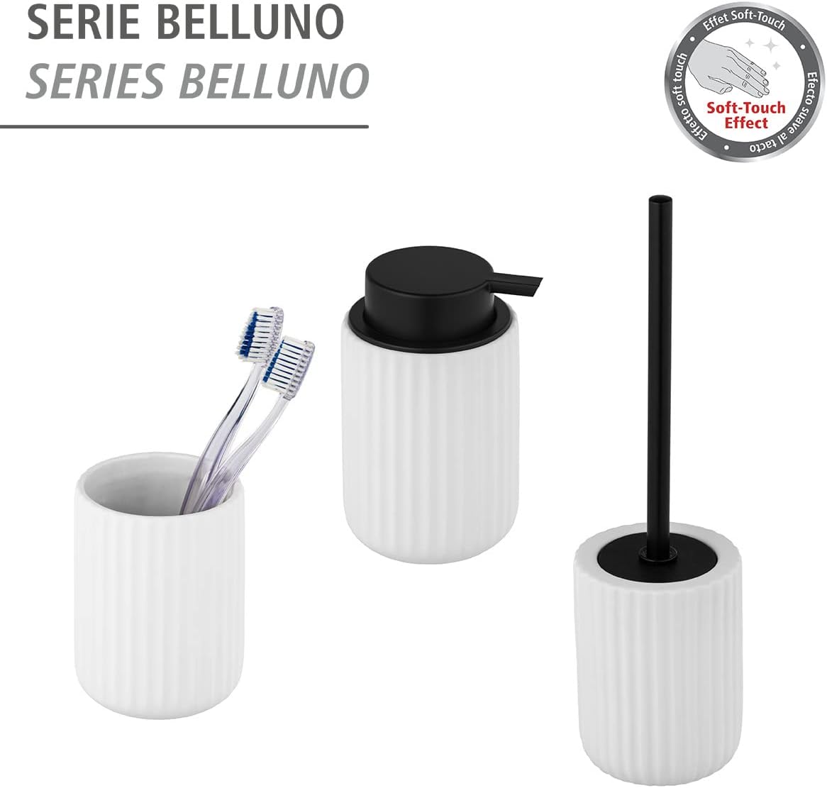 WENKO Belluno Ceramic Toilet Brush Holder 115 x 42 x 115 cm