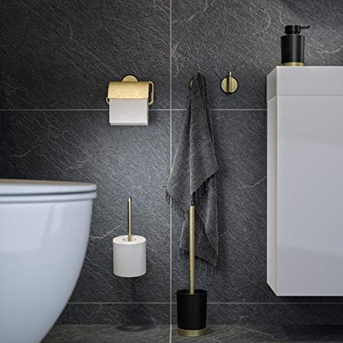 Tiger Toilet Brush and Holder Freestanding Brass Brushed Black
