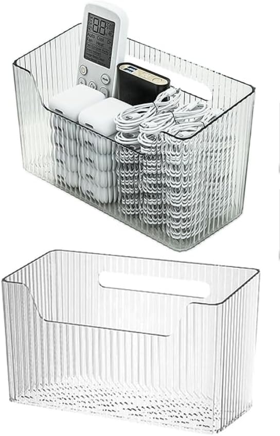 Set Of 2 Clear Stackable Shower Caddy Bins