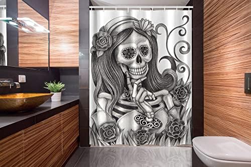 Ambesonne Skull Stall Shower Curtain Set with Hooks