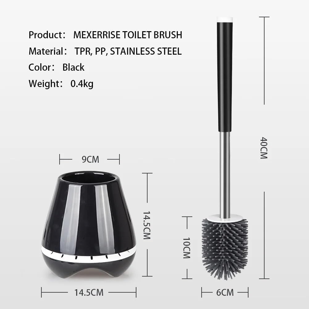 Efficient Toilet Brush and Holder Set with Tweezers