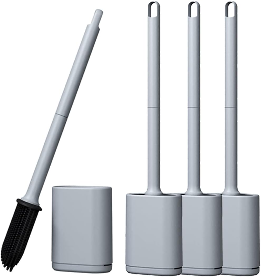 Wudulux Flexible Silicone Toilet Brush with Holder Set 1