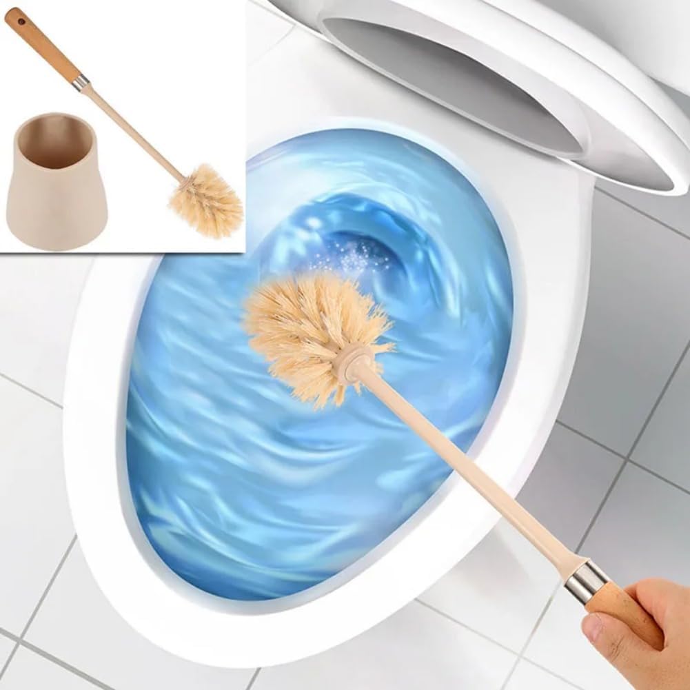 NLIEOPDA Toilet Cleaning Brush Set with Wood Handle