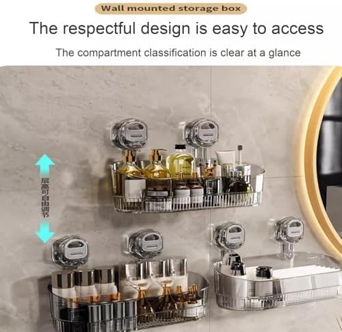 No-Drill Suction Cup Shower Caddy Organizer - Transparent White