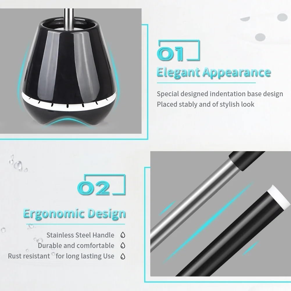 Efficient Toilet Brush and Holder Set with Tweezers