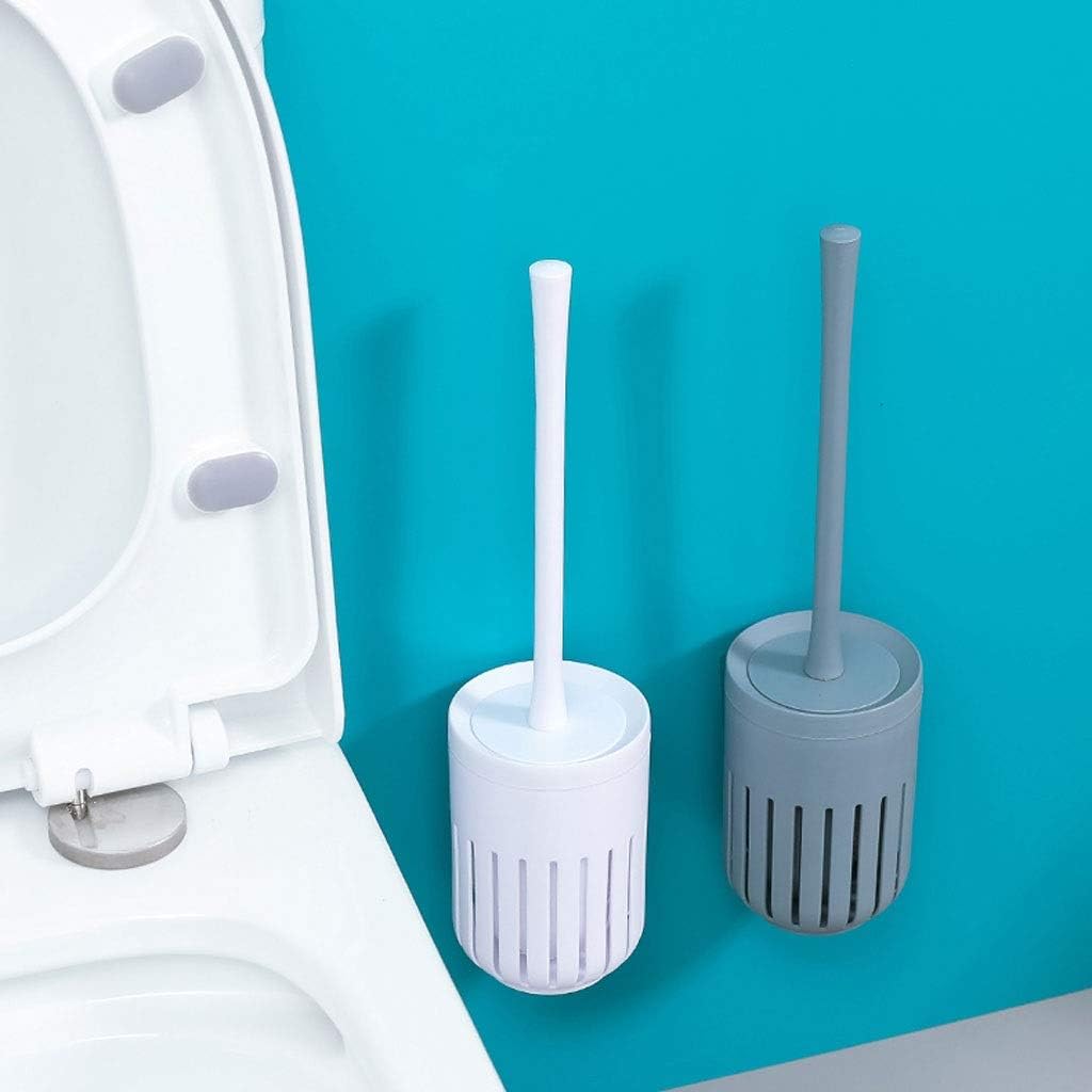 Toilet Brush with Bracket Spherical Nylon Head Replaceable Easy to Use Space Saving