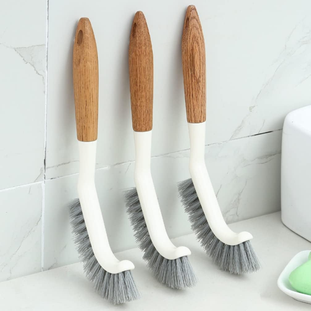 Hemoton 2pcs Wooden Handle Toilet Brush Set