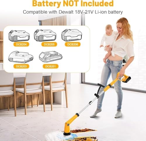 Denqir 1500 RPM Electric Spin Scrubber for Dewalt 20V Battery