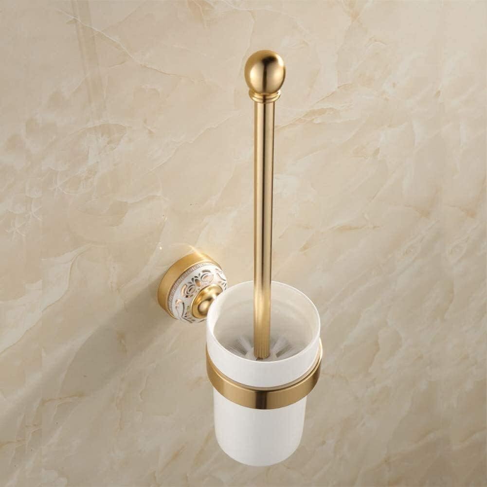 Modern European Toilet Brush Holder with Aluminum Ceramic Brush - Gold