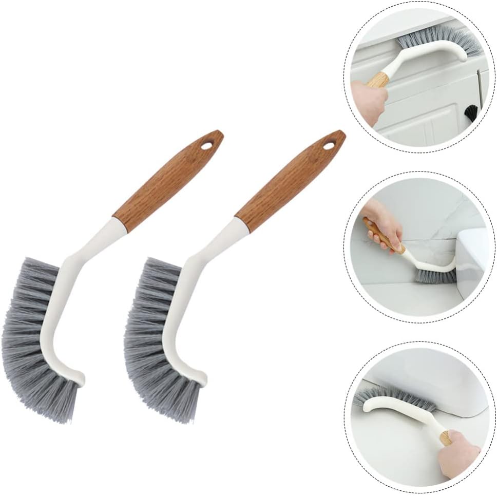 Hemoton 2pcs Wooden Handle Toilet Brush Set