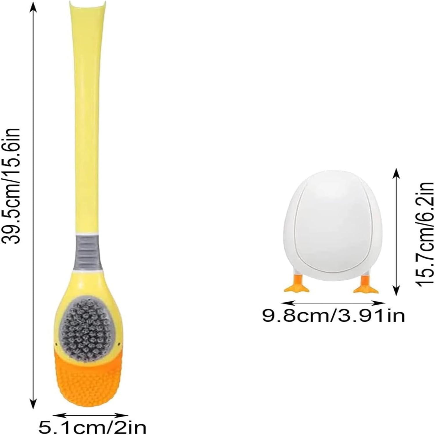 Diving Duck Toilet Brush and Holder Set Pink