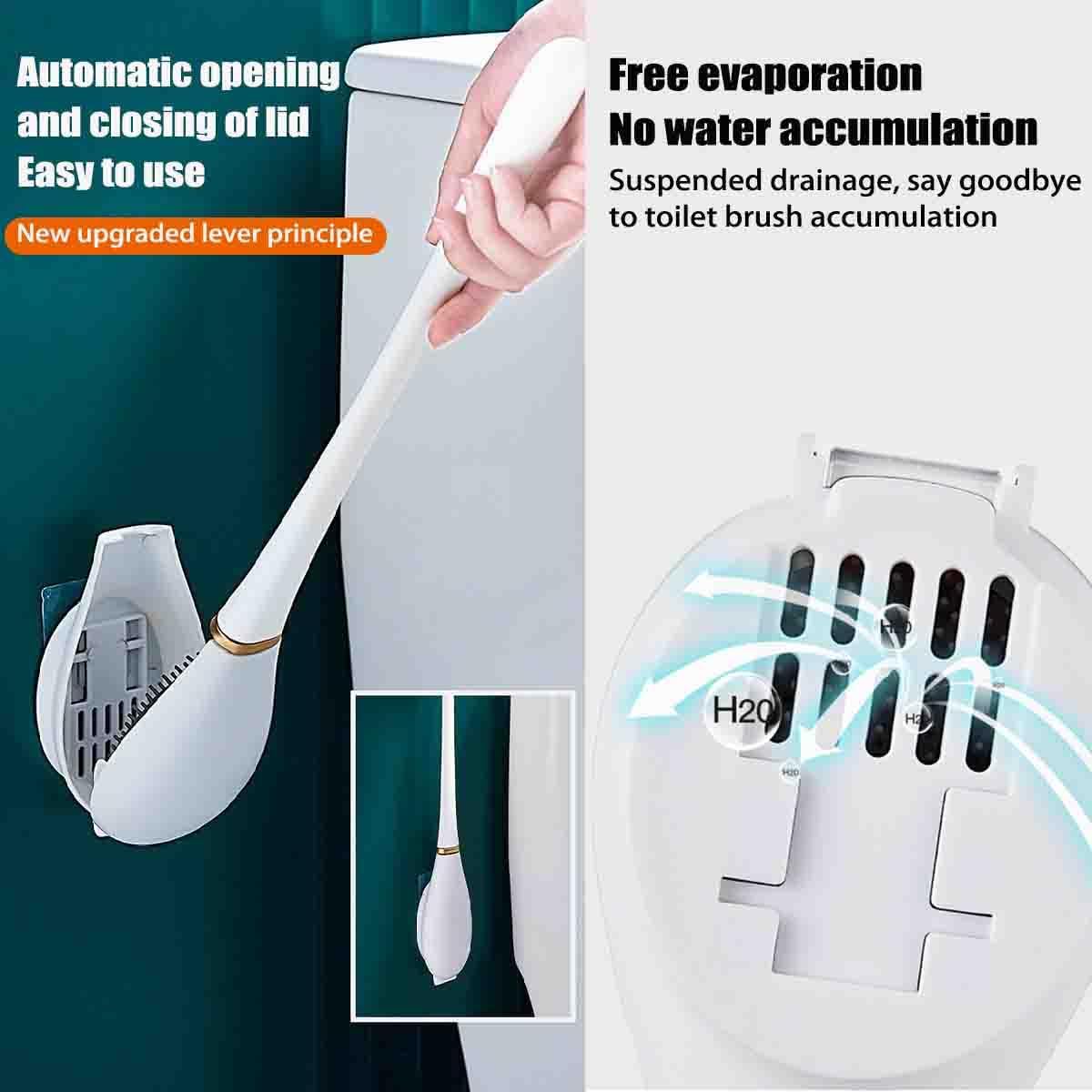 Flexible Silicone Toilet Brush with Wall Mounted Holder