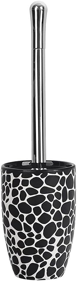 Pebble Pattern Toilet Brush with Stand Ceramic Set