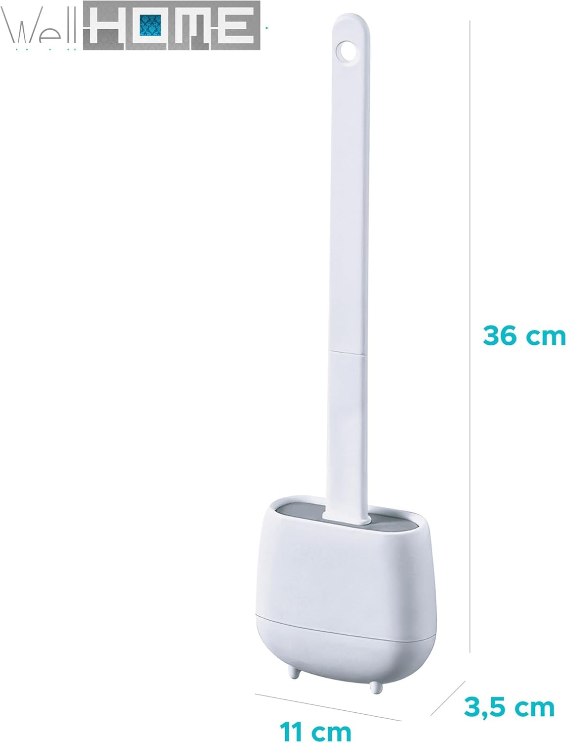 WELL HOME Toilet Brush and Holder White 360 Deep Cleaning