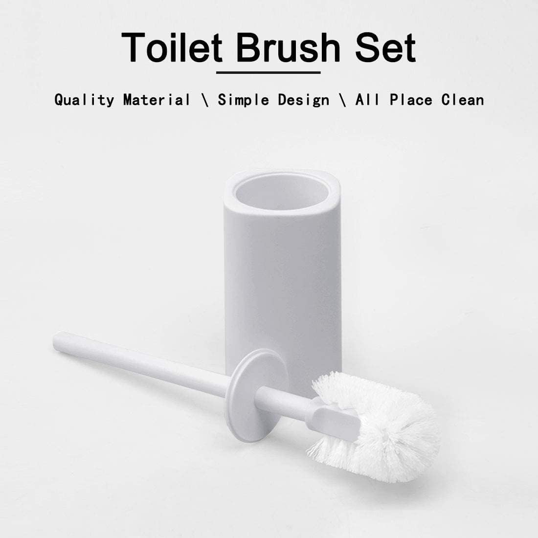 Plastic Toilet Brush with Holder - Space Saving Deep Cleaning Durable Grey