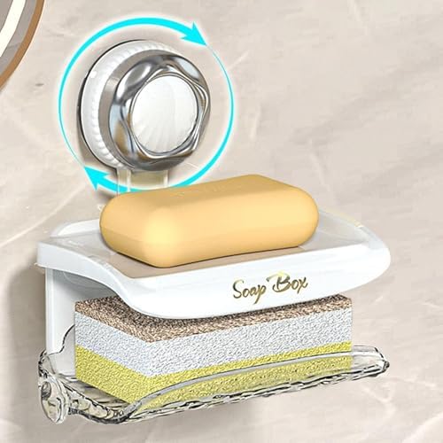 Double Layer Suction Soap Dish for Shower Wall Mount