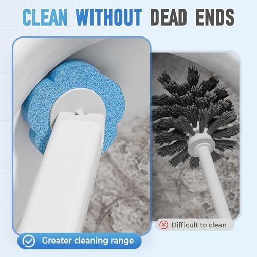 2025 Disposable Toilet Brush Set with 6 Heads and Non-Skid Handle