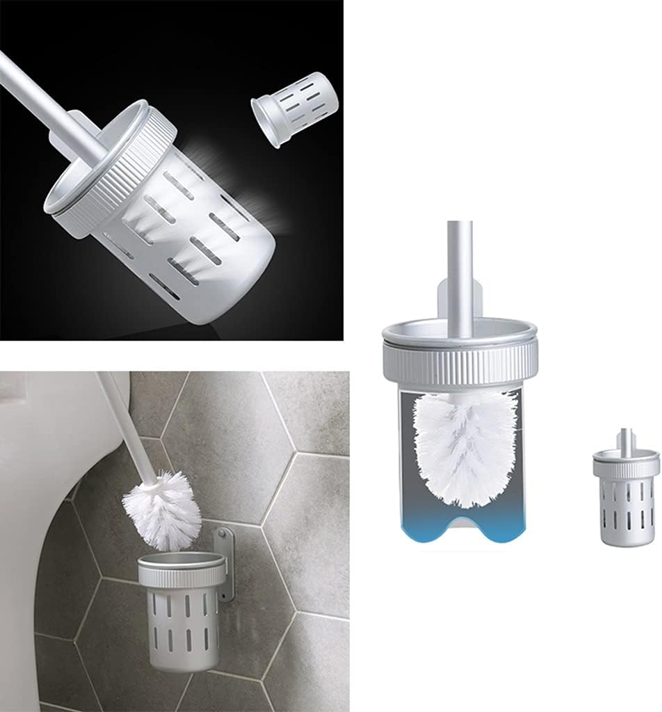 Black 360 Toilet Brush with Holder for Bathroom Cleaning