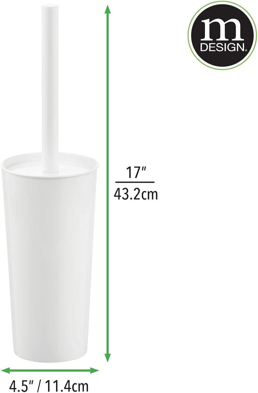 mDesign Toilet Brush and Trash Can Set - White