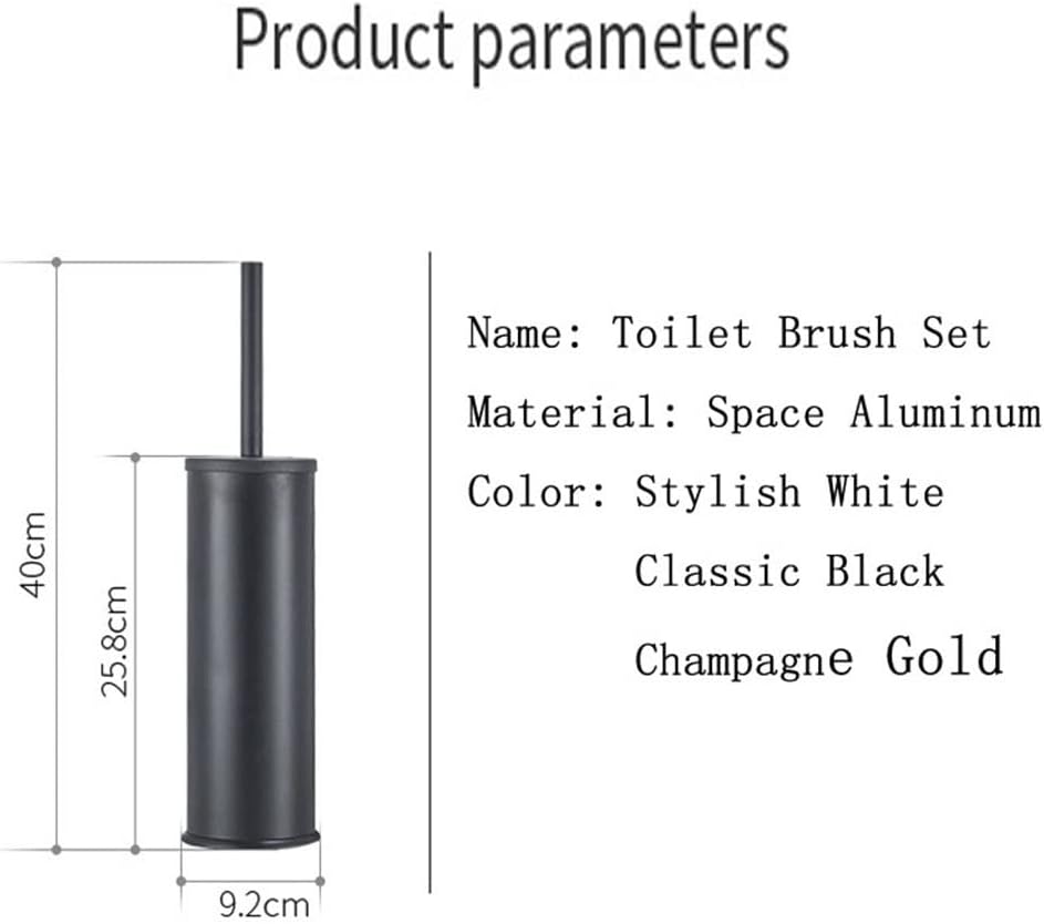 Durable Toilet Brush Holder Set Gold Black Aluminum