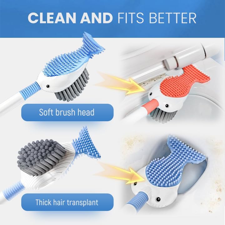 Rewdut Toilet Brush Set with Holder and Silicone Bristles