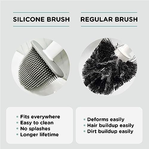 Silicone Toilet Brush Set with Holder and Ventilation Base