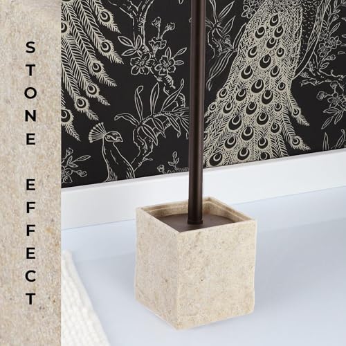 Natural Stone Effect Square Toilet Brush Set