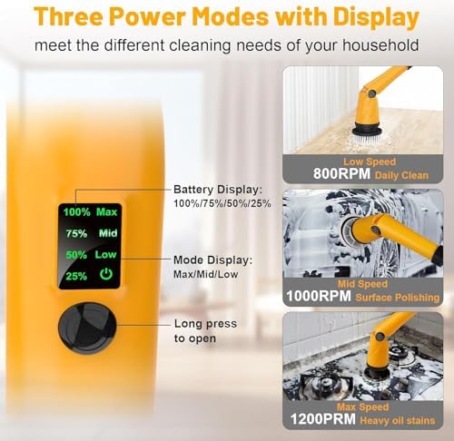 Denqir 1500 RPM Electric Spin Scrubber for Dewalt 20V Battery