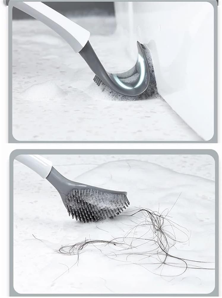 Toilet Brush with Wall Mount and Soft Silicone Bristles