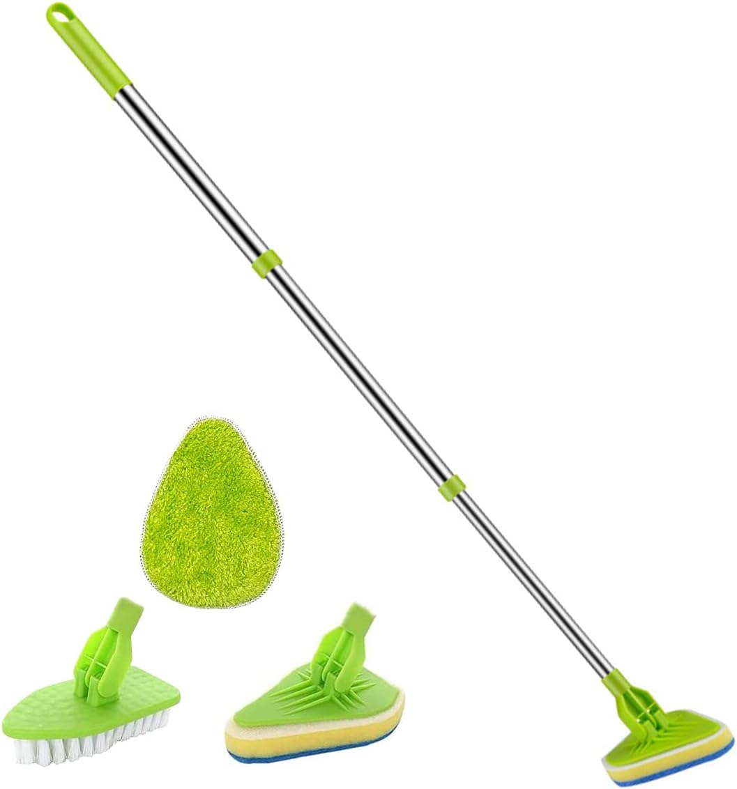 Adjustable 3 in 1 Toilet Scrub Brush with Long Handle