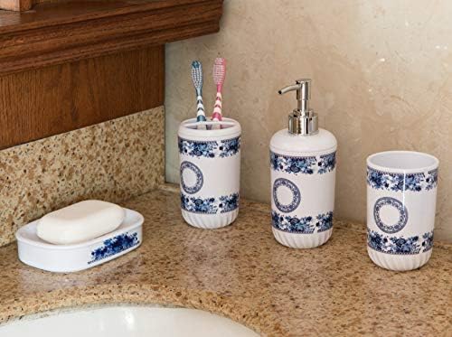 Basicwise 4 Piece Bathroom Accessory Set - White