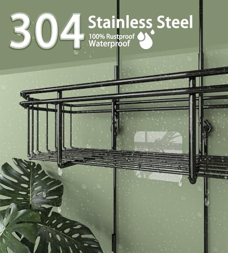 WXCGX Adjustable Hanging Shower Caddy with Hooks - Black