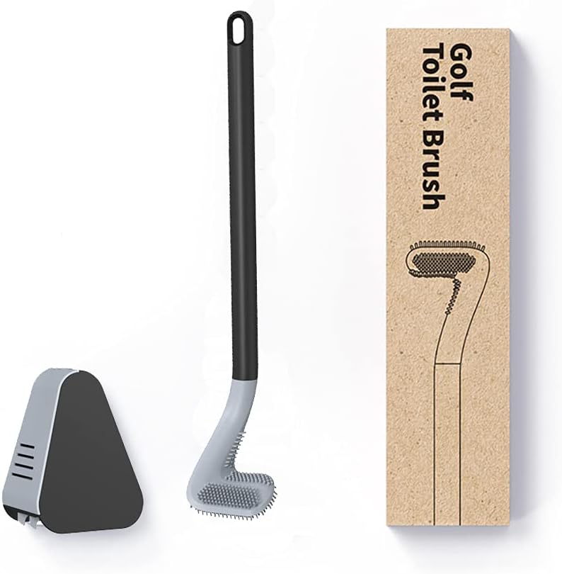 Ymombest 360 Toilet Brush Holder Set with Flexible Silicone Head