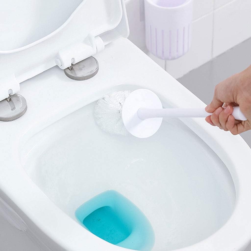Toilet Brush with Bracket Spherical Nylon Head Replaceable Easy to Use Space Saving