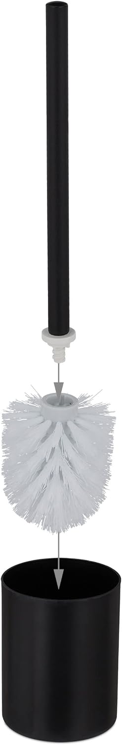 Relaxdays WC Accessories Set - 2 in 1 Toilet Paper Holder Brush BlackNatural